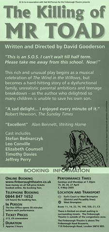 Leaflet back: designed by Rebecca Maltby. Toad image copyright per image rollover